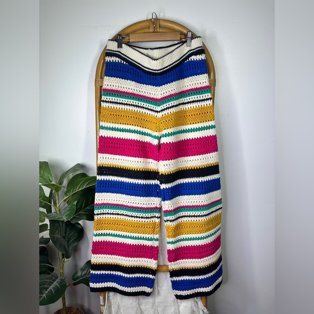 Zara Colorful Crotchet Wide Leg Pants sz M